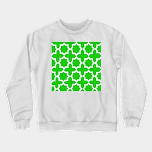 Green and White Lattice Design Pattern Crewneck Sweatshirt